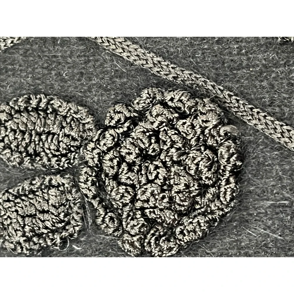 Rafaella Black Turtleneck Sweater Crochet Applique Angora Lambswool Blend Medium